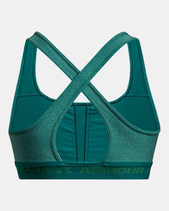 Women's Armour® Mid Crossback Heather Sports Bra in Green image number 11